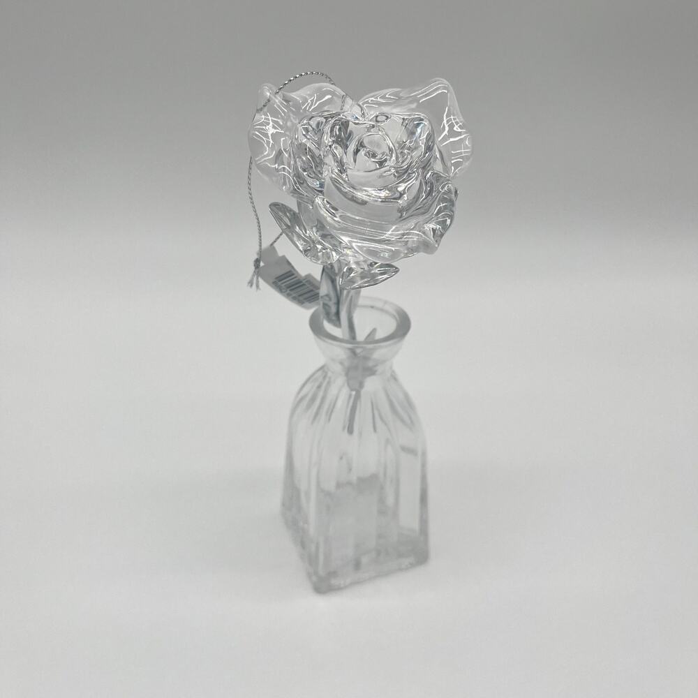 Clear Acrylic Rose NWT and Vase, Flower Decoration Ornament